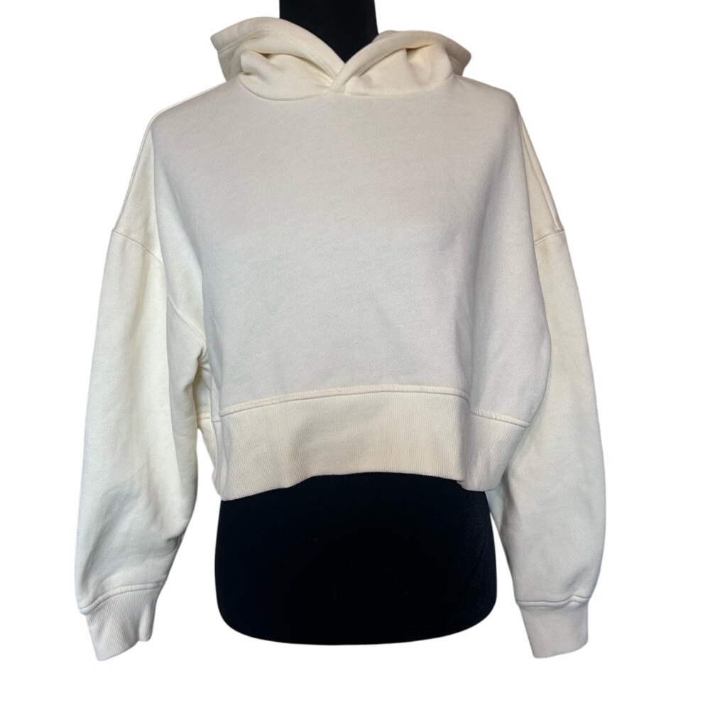 NWOT Forever 21 with Purpose Pale Yellow Crop sweatshirt Hoodie Size Large